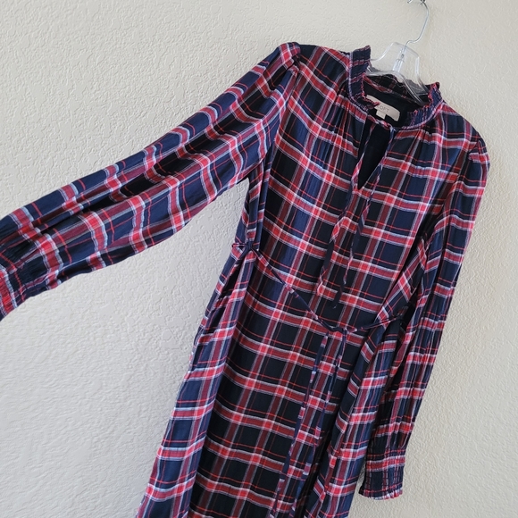LOFT Plaid Mini Dress With Wiast Tie Size Small - Picture 3 of 6